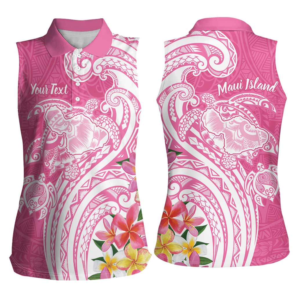 Aloha Maui Island Personalized Women Sleeveless Polo Shirt Rose Dreamy Turtle