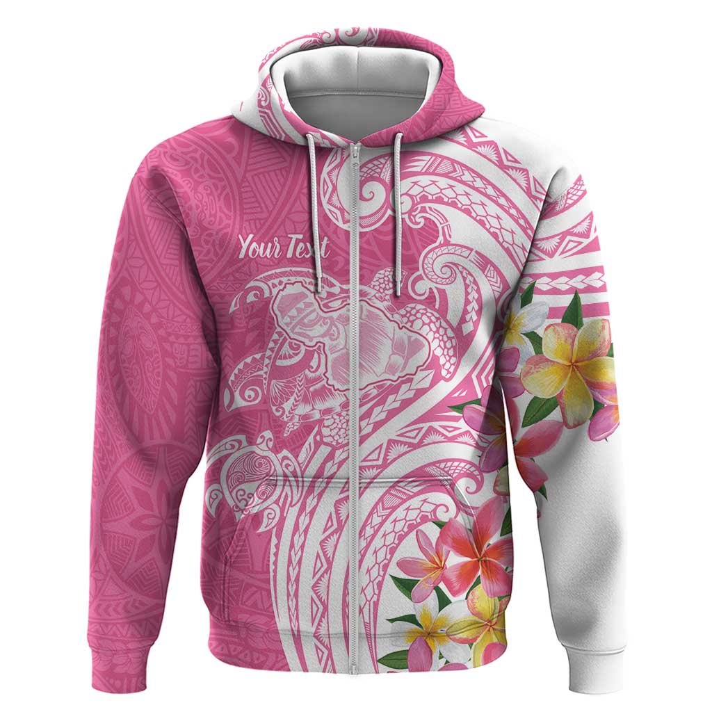 Aloha Maui Island Personalized Zip Hoodie Rose Dreamy Turtle LT7 Zip Hoodie Rose Pink - Polynesian Pride
