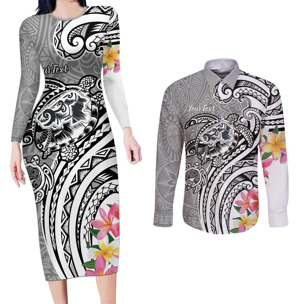 Aloha Kahoolawe Island Personalized Couples Matching Long Sleeve Bodycon Dress and Long Sleeve Button Shirt Ashen Dreamy Turtle