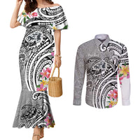Aloha Kahoolawe Island Personalized Couples Matching Mermaid Dress and Long Sleeve Button Shirt Ashen Dreamy Turtle