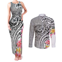 Aloha Kahoolawe Island Personalized Couples Matching Tank Maxi Dress and Long Sleeve Button Shirt Ashen Dreamy Turtle