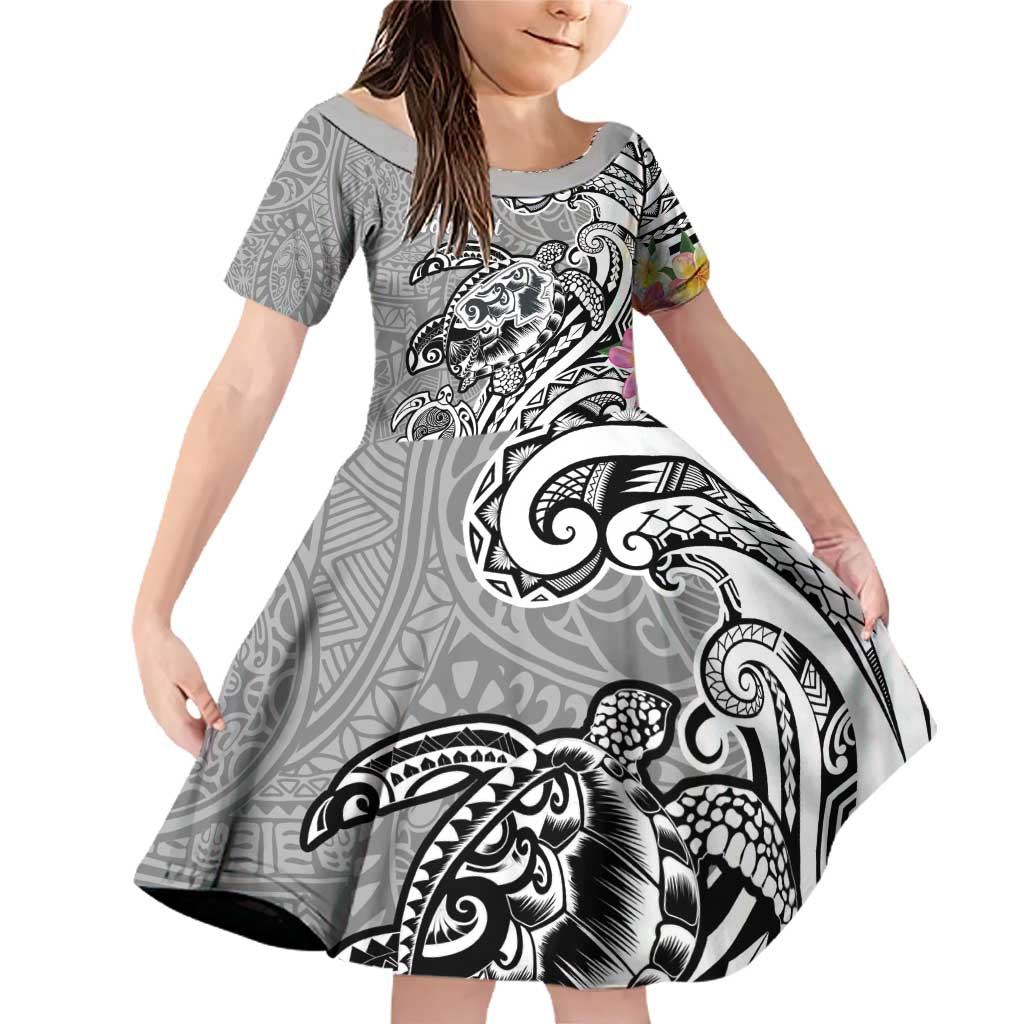 Aloha Kahoolawe Island Personalized Family Matching Off Shoulder Short Dress and Hawaiian Shirt Ashen Dreamy Turtle