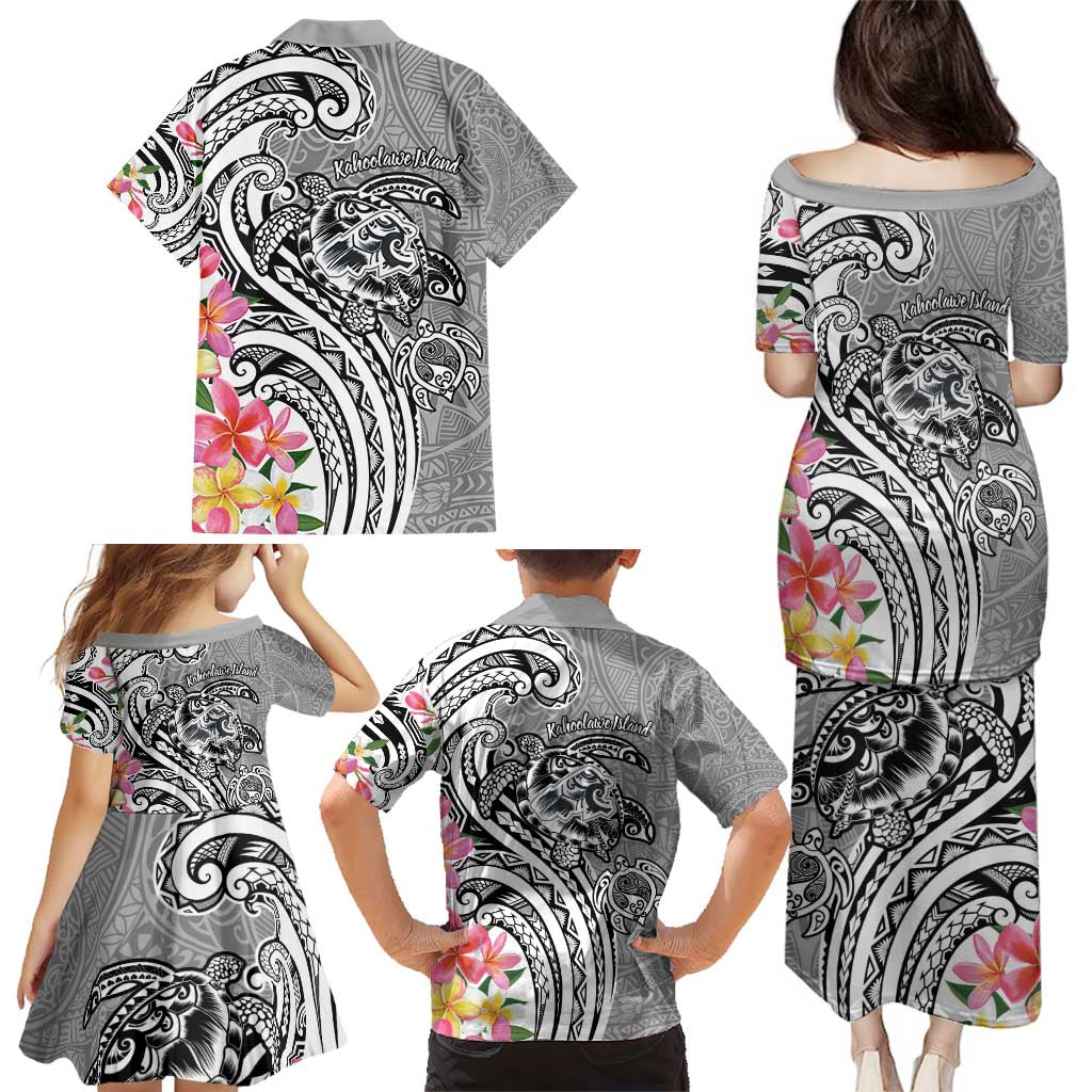 Aloha Kahoolawe Island Personalized Family Matching Puletasi and Hawaiian Shirt Ashen Dreamy Turtle