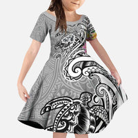 Aloha Kahoolawe Island Personalized Family Matching Short Sleeve Bodycon Dress and Hawaiian Shirt Ashen Dreamy Turtle