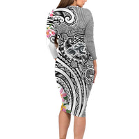 Aloha Kahoolawe Island Personalized Long Sleeve Bodycon Dress Ashen Dreamy Turtle