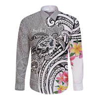 Aloha Kahoolawe Island Personalized Long Sleeve Button Shirt Ashen Dreamy Turtle
