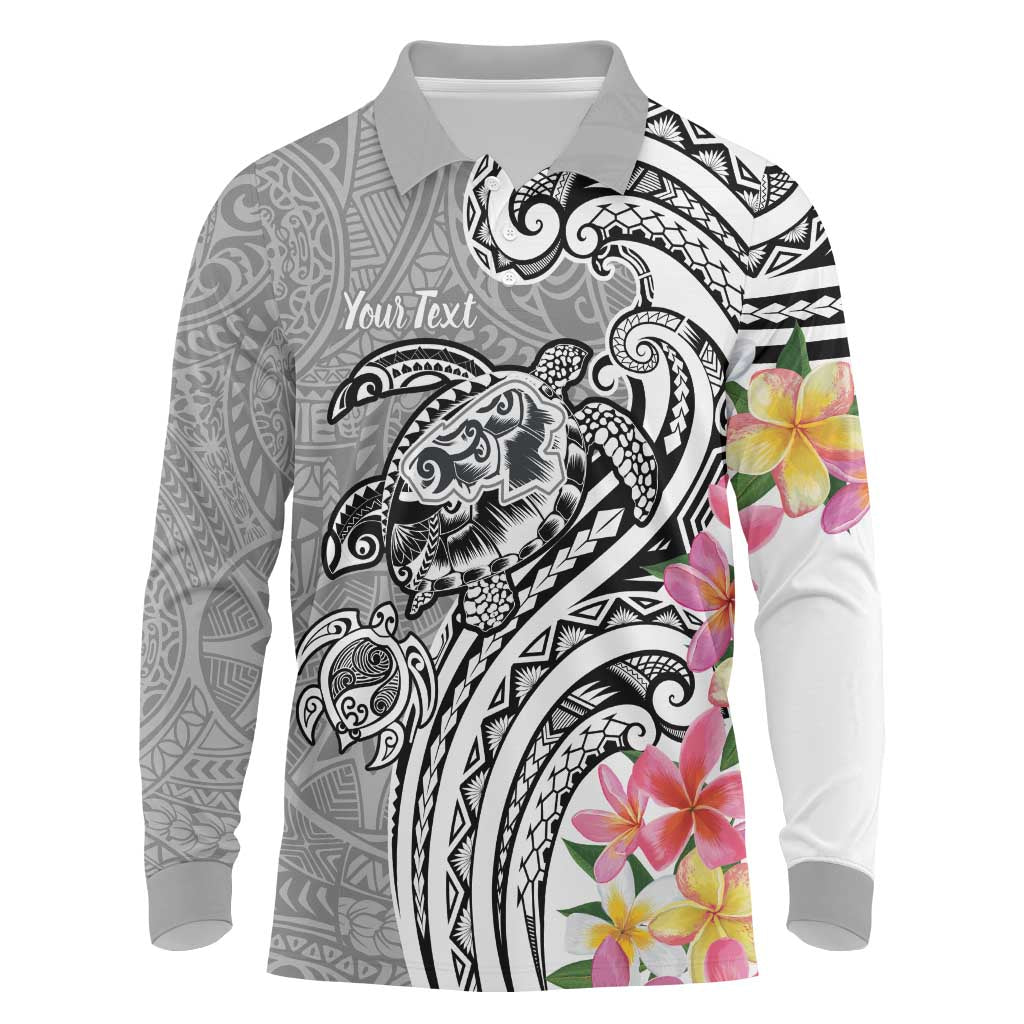 Aloha Kahoolawe Island Personalized Long Sleeve Polo Shirt Ashen Dreamy Turtle LT7 Grey - Polynesian Pride