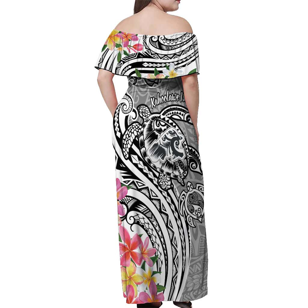 Aloha Kahoolawe Island Personalized Off Shoulder Maxi Dress Ashen Dreamy Turtle