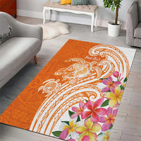 Aloha Lanai Island Personalized Area Rug Orange Dreamy Turtle