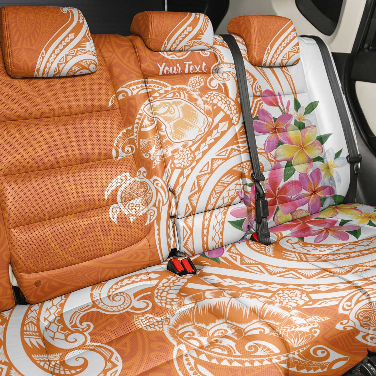 Aloha Lanai Island Personalized Back Car Seat Cover Orange Dreamy Turtle