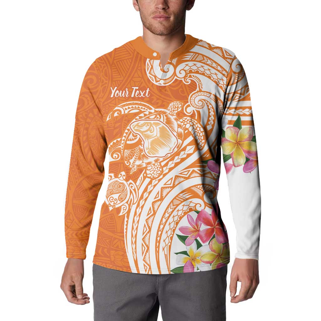 Aloha Lanai Island Personalized Button Sweatshirt Orange Dreamy Turtle