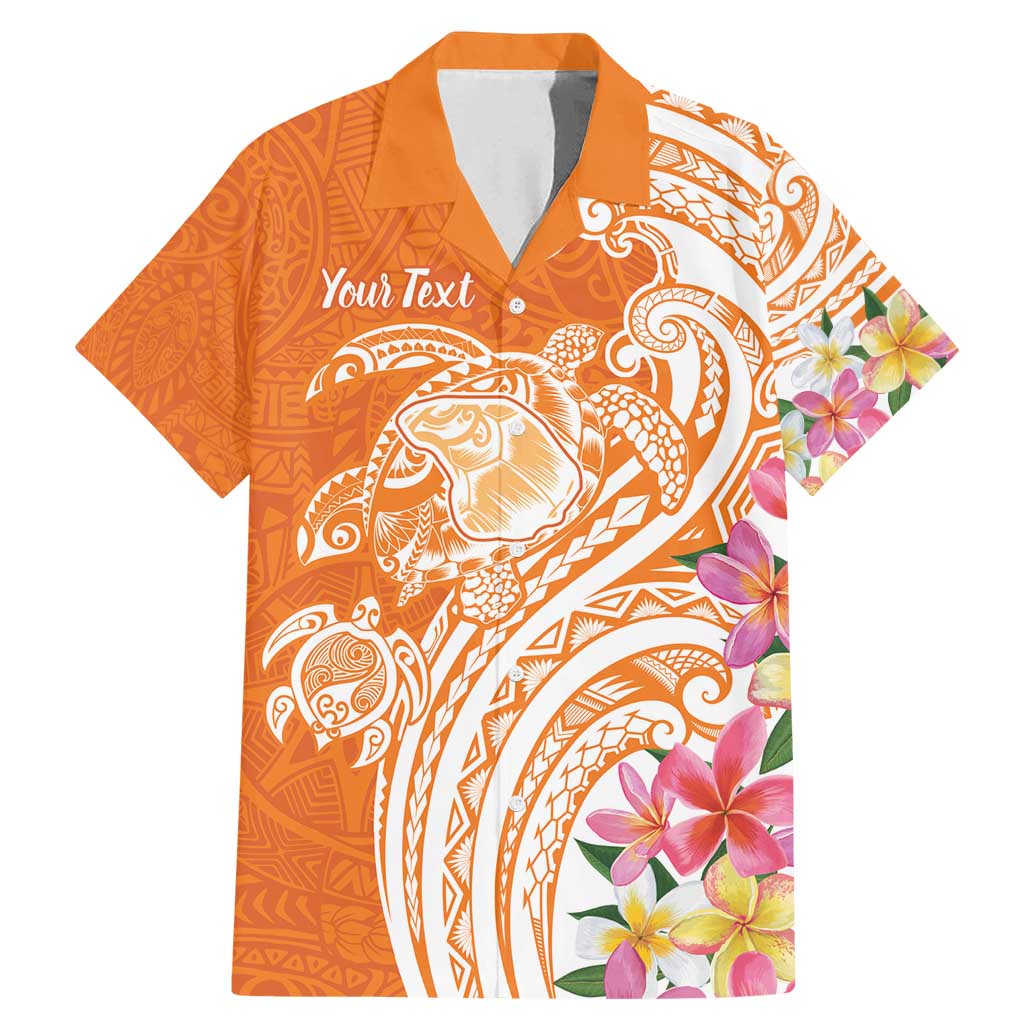 Aloha Lanai Island Personalized Family Matching Mermaid Dress and Hawaiian Shirt Orange Dreamy Turtle