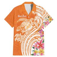 Aloha Lanai Island Personalized Family Matching Mermaid Dress and Hawaiian Shirt Orange Dreamy Turtle