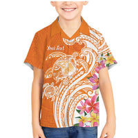 Aloha Lanai Island Personalized Family Matching Mermaid Dress and Hawaiian Shirt Orange Dreamy Turtle