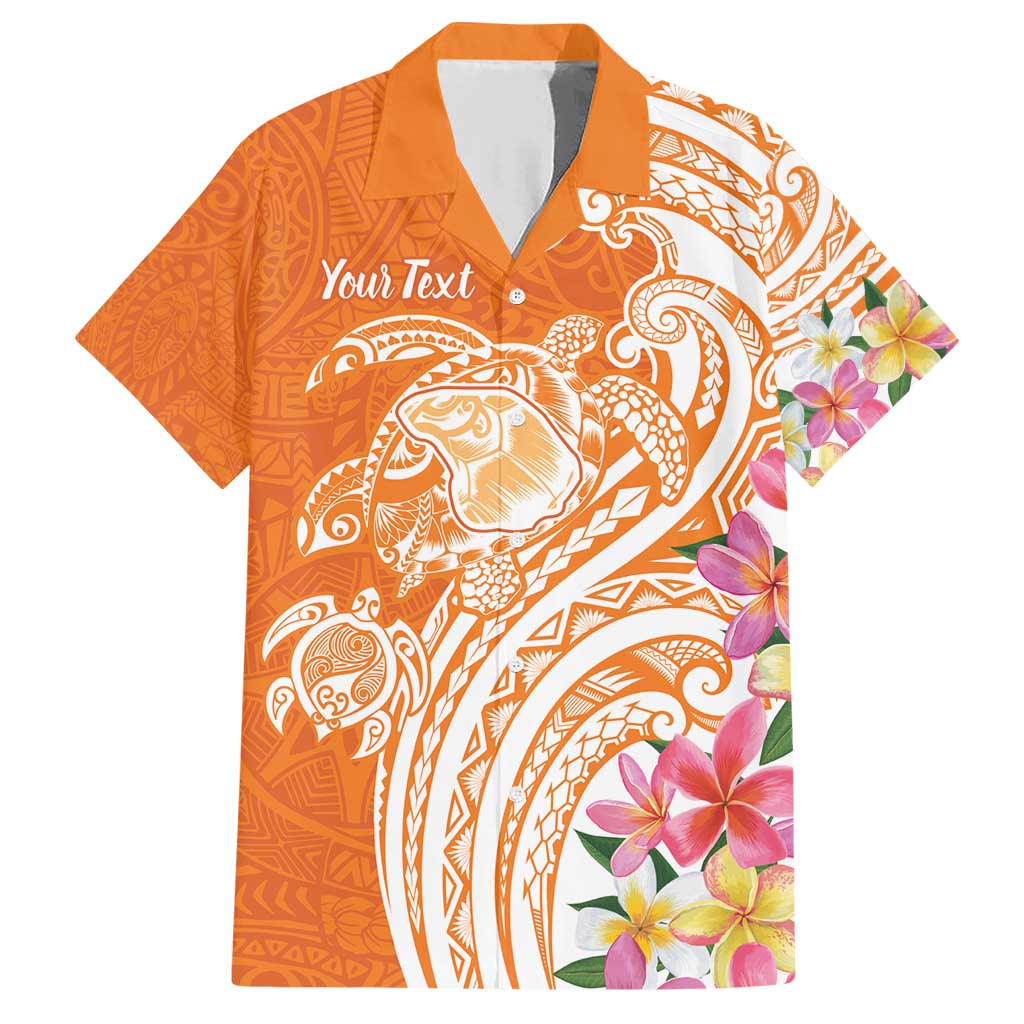 Aloha Lanai Island Personalized Family Matching Short Sleeve Bodycon Dress and Hawaiian Shirt Orange Dreamy Turtle