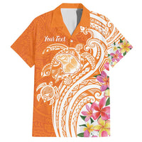 Aloha Lanai Island Personalized Family Matching Tank Maxi Dress and Hawaiian Shirt Orange Dreamy Turtle