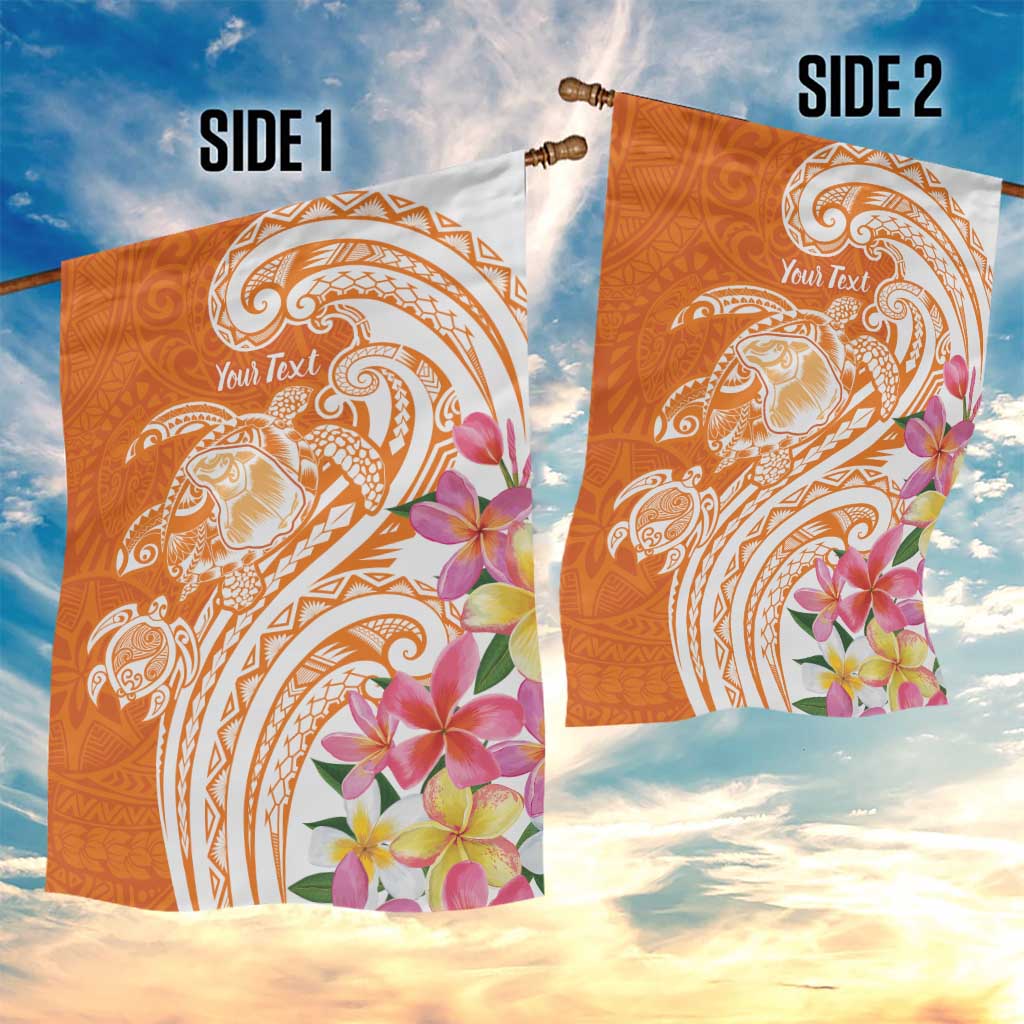Aloha Lanai Island Personalized Garden Flag Orange Dreamy Turtle