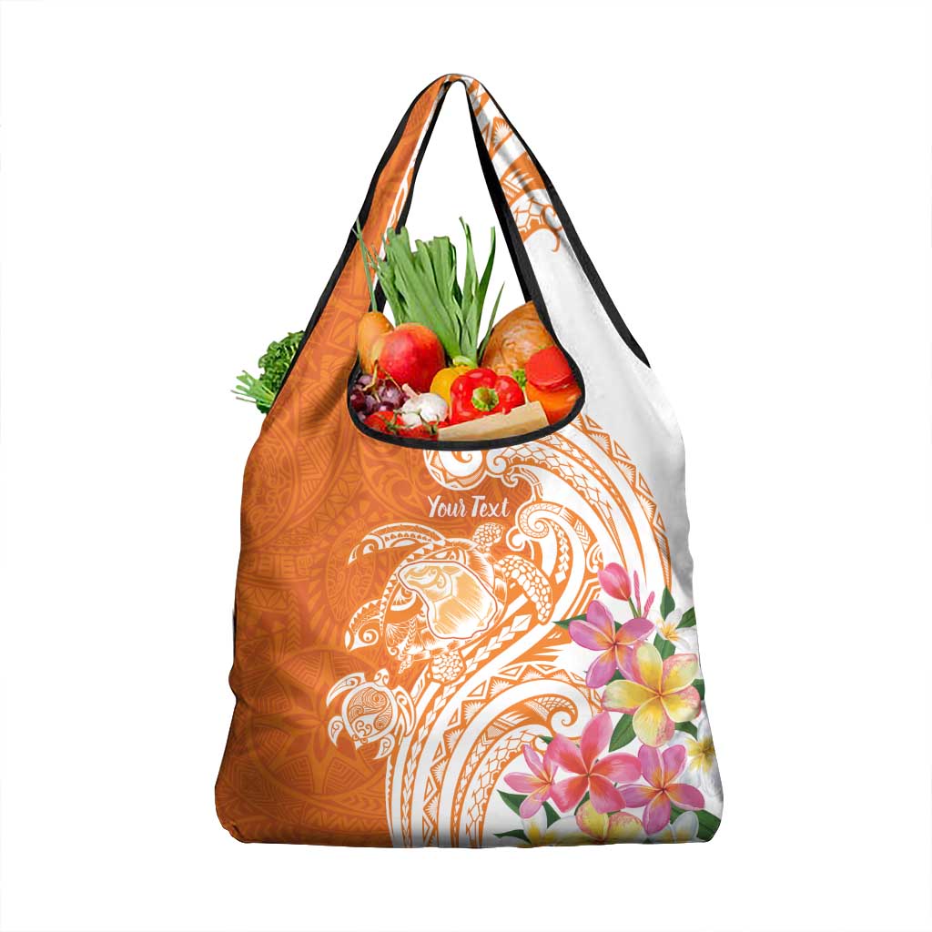 Aloha Lanai Island Personalized Grocery Bag Orange Dreamy Turtle
