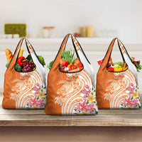 Aloha Lanai Island Personalized Grocery Bag Orange Dreamy Turtle