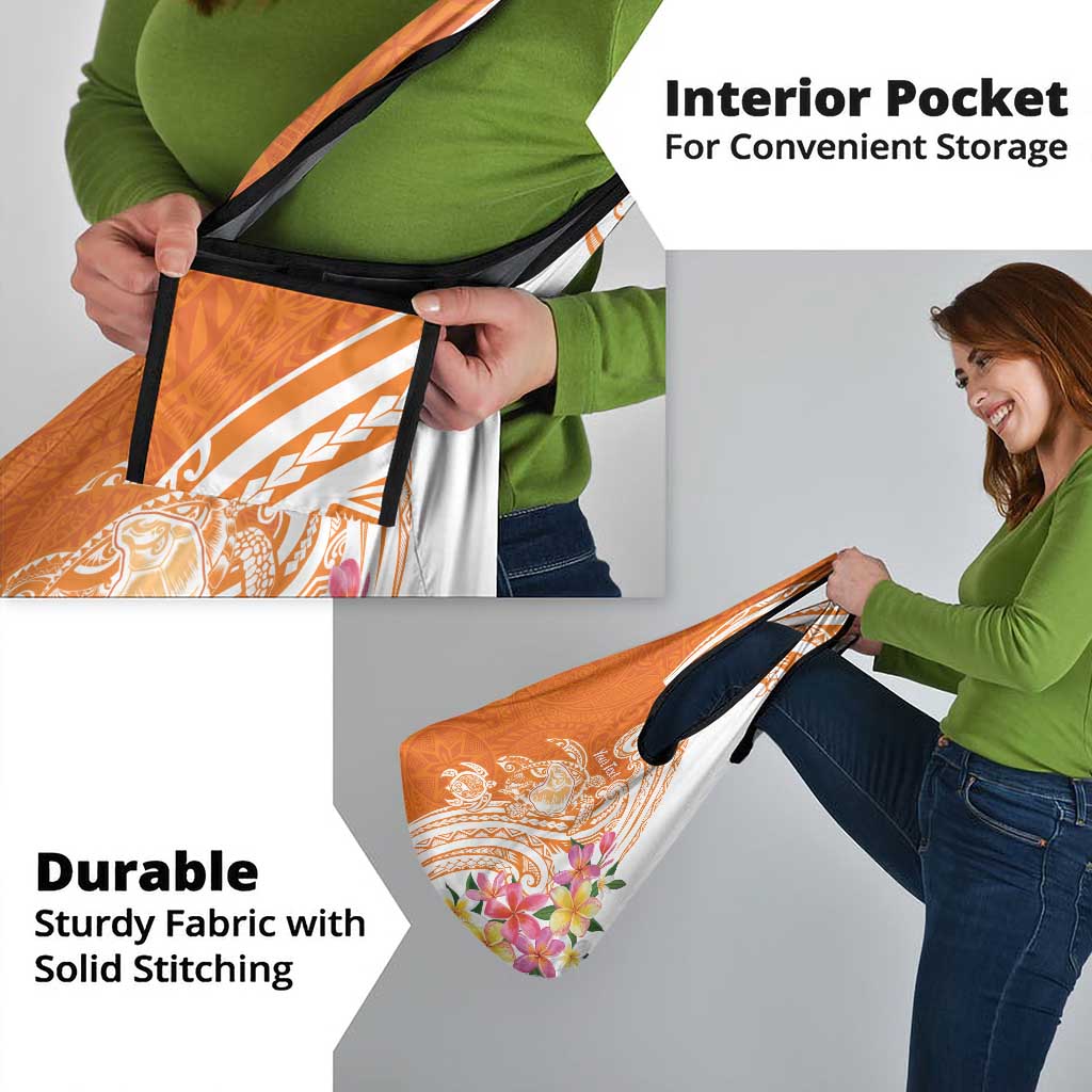 Aloha Lanai Island Personalized Grocery Bag Orange Dreamy Turtle