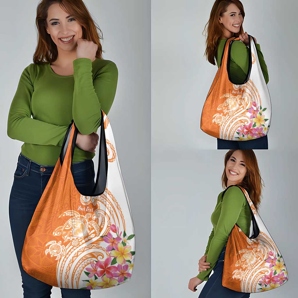 Aloha Lanai Island Personalized Grocery Bag Orange Dreamy Turtle