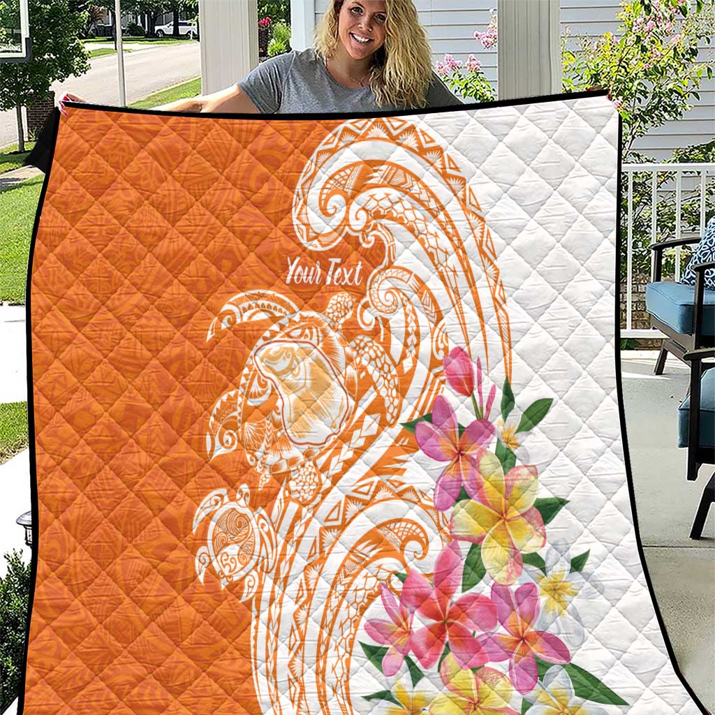 Aloha Lanai Island Personalized Quilt Orange Dreamy Turtle LT7 Orange - Polynesian Pride
