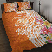 Aloha Lanai Island Personalized Quilt Bed Set Orange Dreamy Turtle