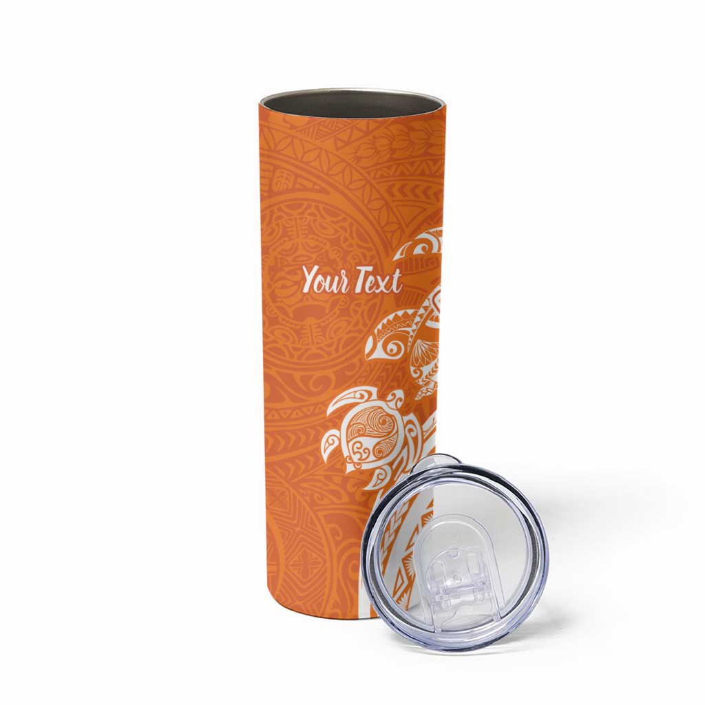 Aloha Lanai Island Personalized Skinny Tumbler Orange Dreamy Turtle