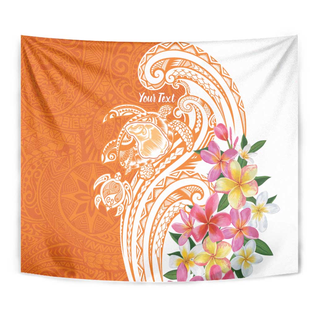 Aloha Lanai Island Personalized Tapestry Orange Dreamy Turtle