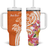 Aloha Lanai Island Personalized Tumbler With Handle Orange Dreamy Turtle