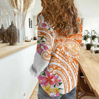 Aloha Lanai Island Personalized Women Casual Shirt Orange Dreamy Turtle