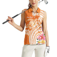 Aloha Lanai Island Personalized Women Sleeveless Polo Shirt Orange Dreamy Turtle