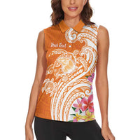 Aloha Lanai Island Personalized Women Sleeveless Polo Shirt Orange Dreamy Turtle