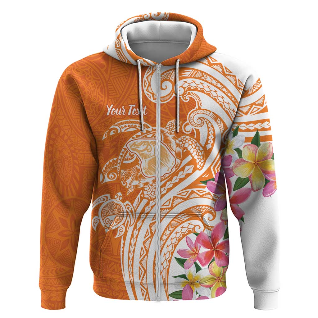 Aloha Lanai Island Personalized Zip Hoodie Orange Dreamy Turtle LT7 Zip Hoodie Orange - Polynesian Pride