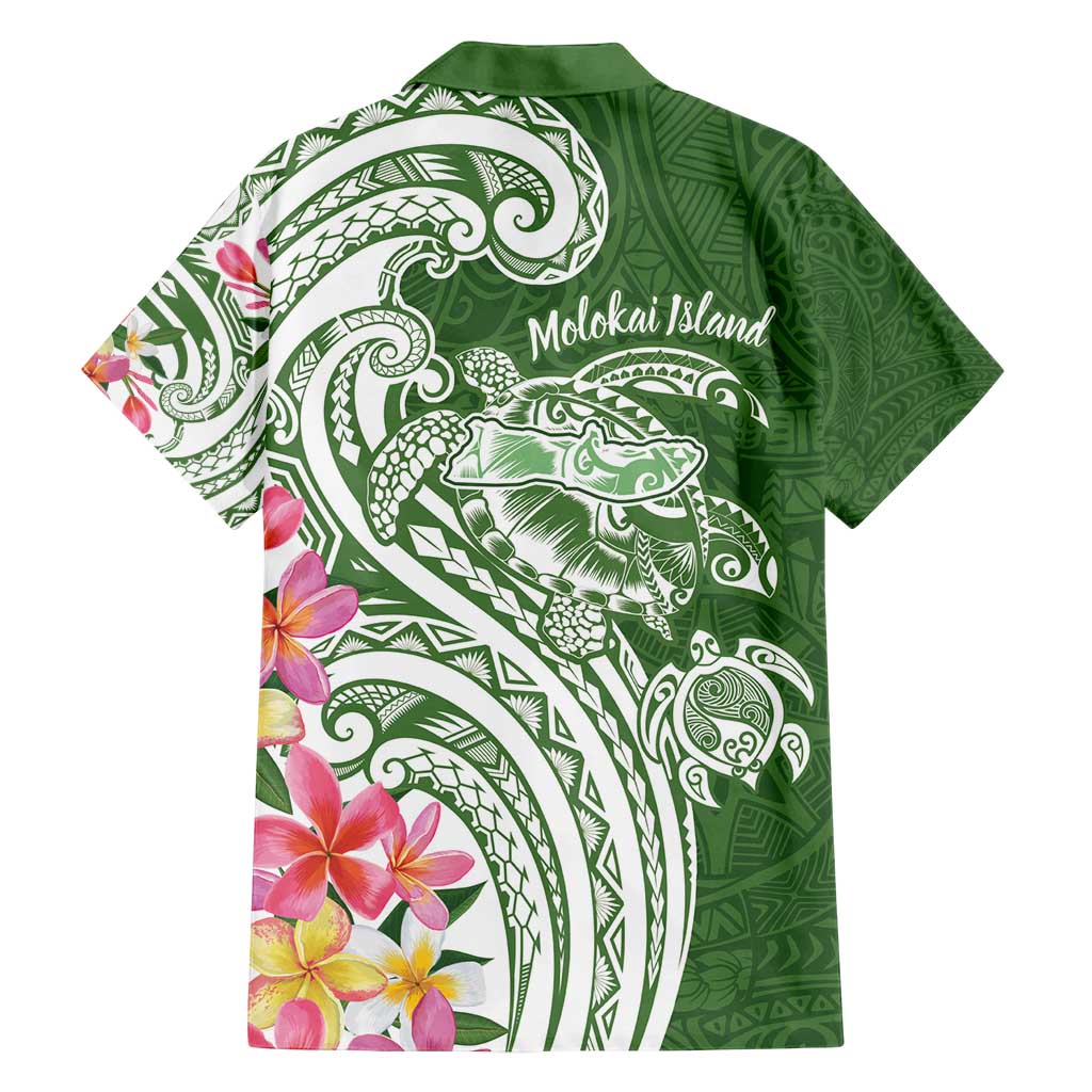Aloha Molokai Island Personalized Family Matching Off Shoulder Short Dress and Hawaiian Shirt Sage Dreamy Turtle