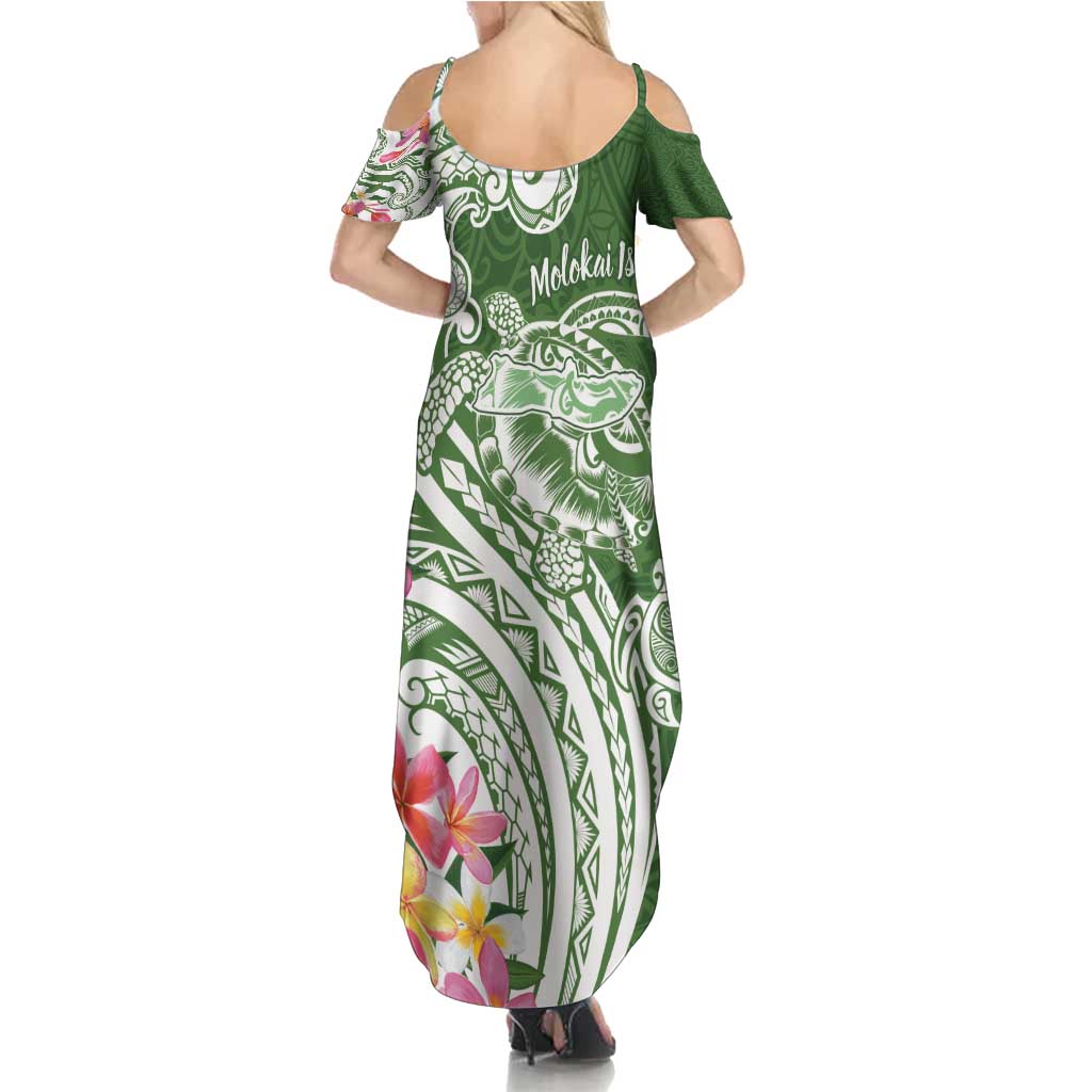 Aloha Molokai Island Personalized Family Matching Summer Maxi Dress and Hawaiian Shirt Sage Dreamy Turtle