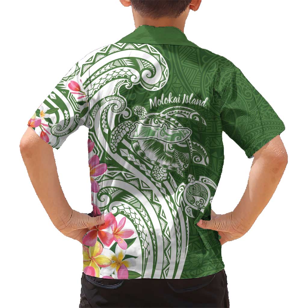Aloha Molokai Island Personalized Kid Hawaiian Shirt Sage Dreamy Turtle