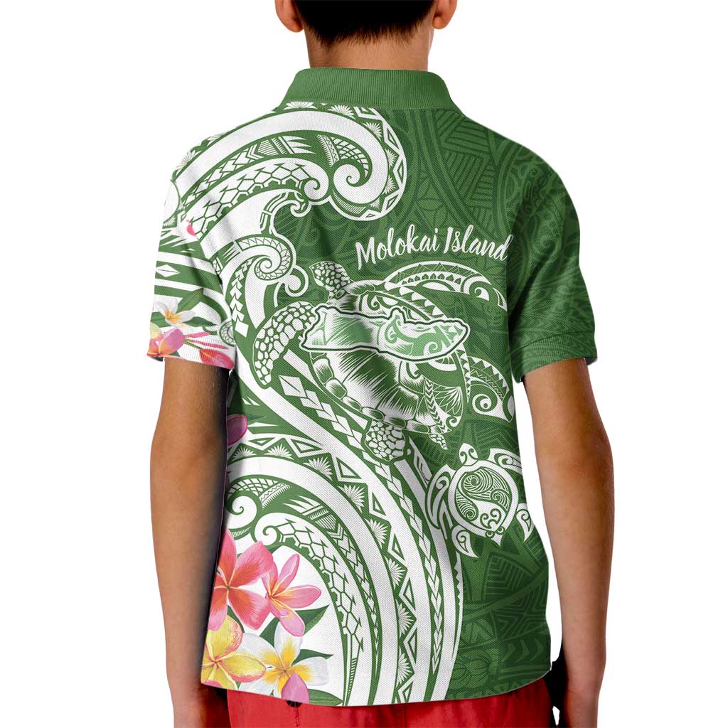 Aloha Molokai Island Personalized Kid Polo Shirt Sage Dreamy Turtle