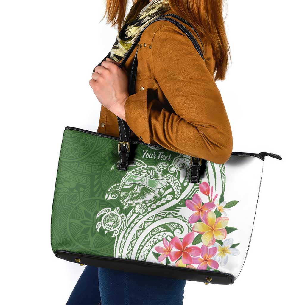 Aloha Molokai Island Personalized Leather Tote Bag Sage Dreamy Turtle