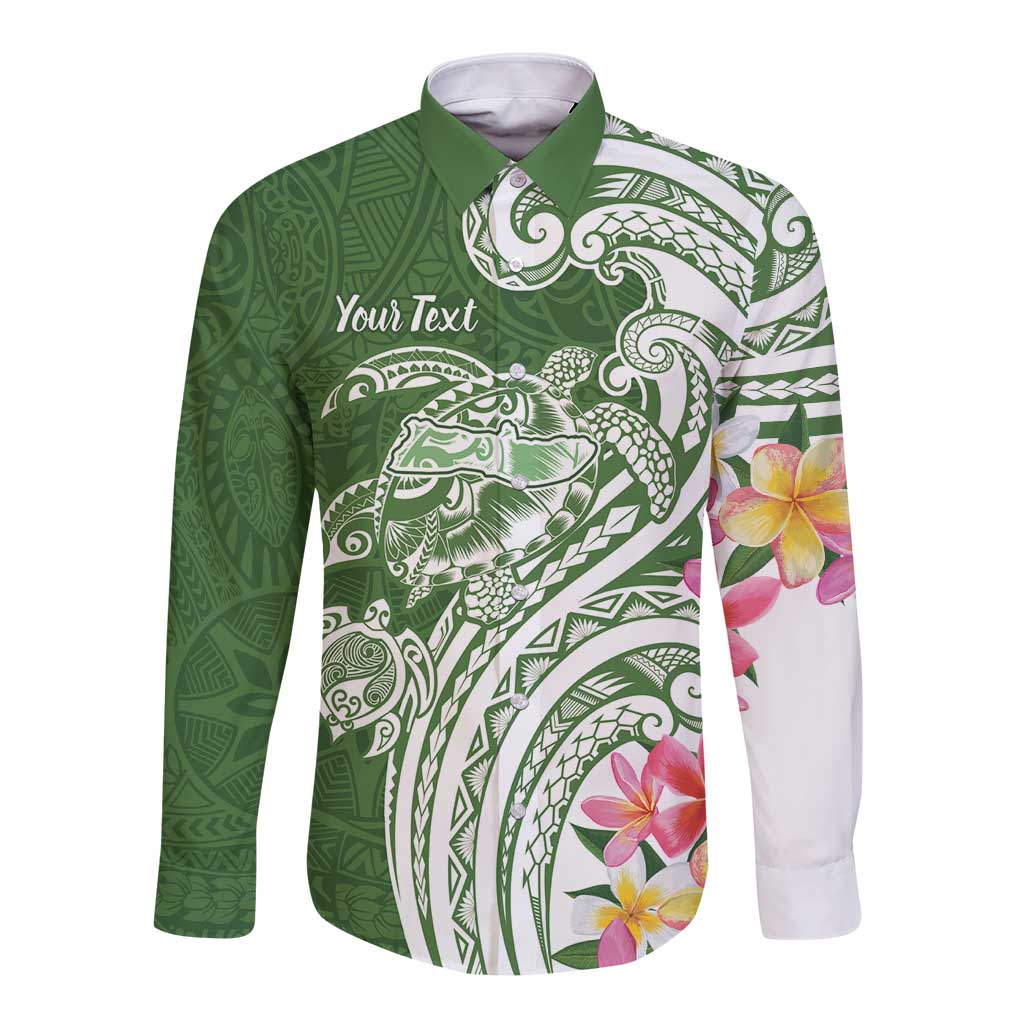Aloha Molokai Island Personalized Long Sleeve Button Shirt Sage Dreamy Turtle