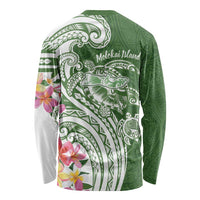 Aloha Molokai Island Personalized Long Sleeve Shirt Sage Dreamy Turtle