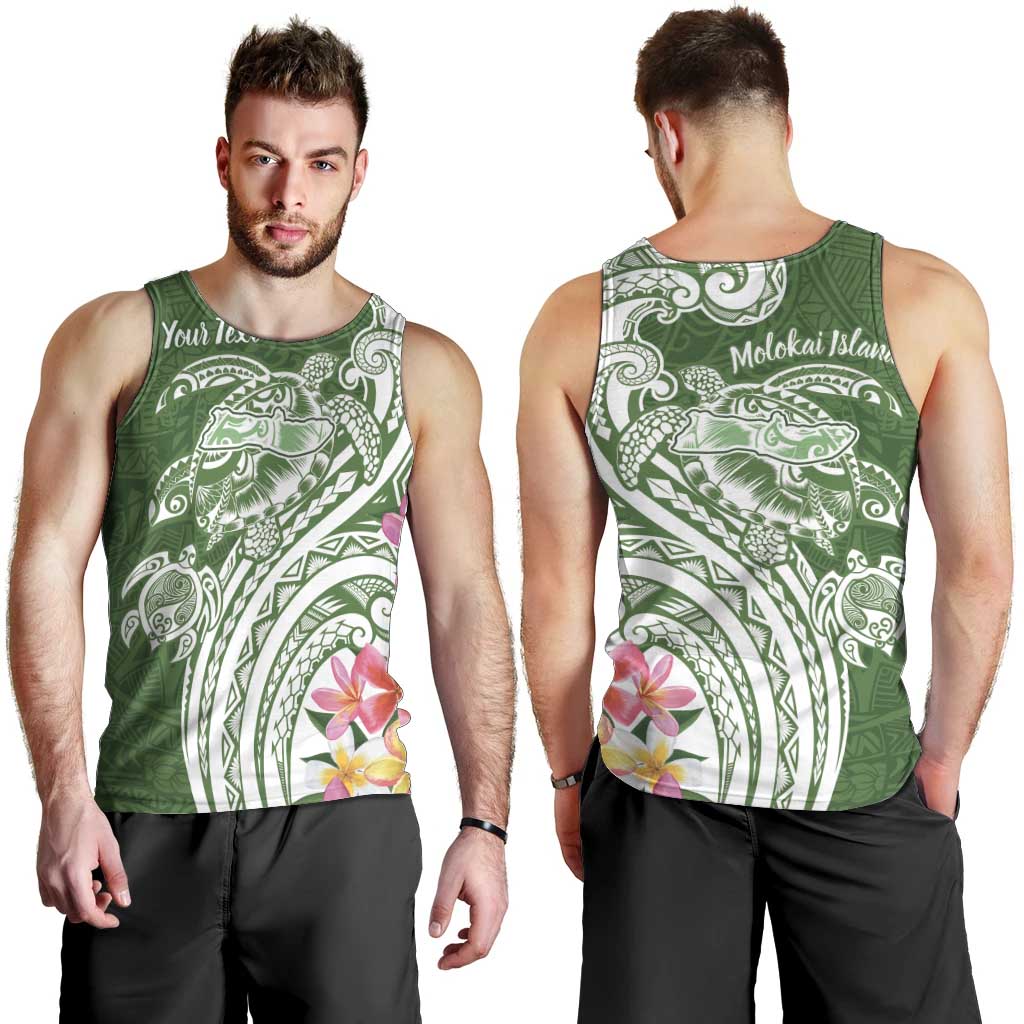 Aloha Molokai Island Personalized Men Tank Top Sage Dreamy Turtle