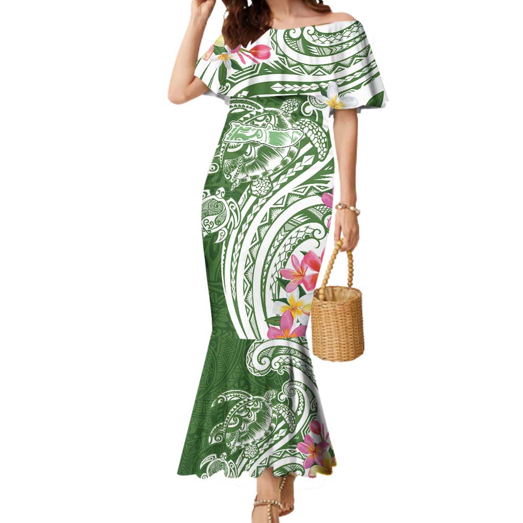 Aloha Molokai Island Personalized Mermaid Dress Sage Dreamy Turtle