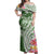 Aloha Molokai Island Personalized Off Shoulder Maxi Dress Sage Dreamy Turtle