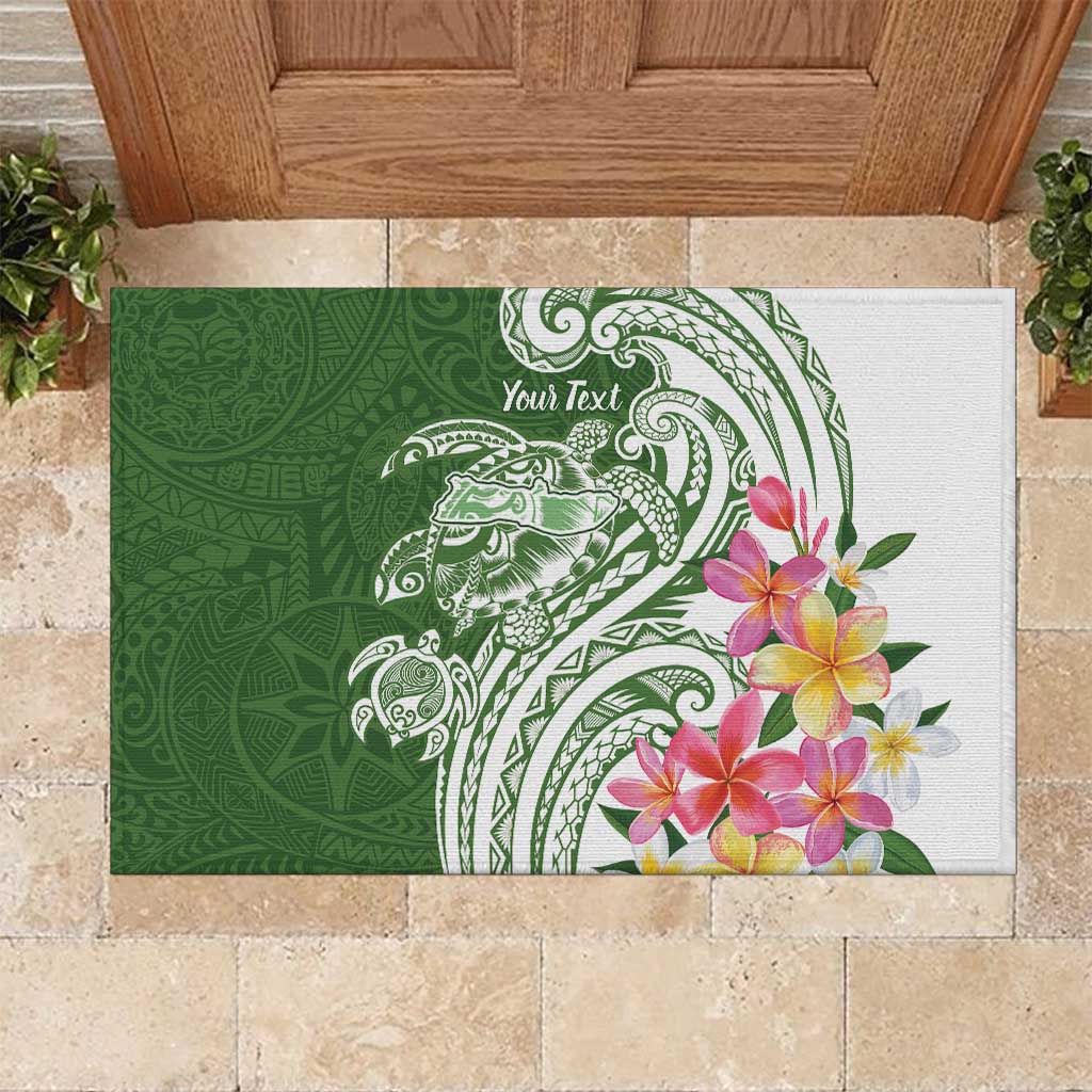 Aloha Molokai Island Personalized Rubber Doormat Sage Dreamy Turtle