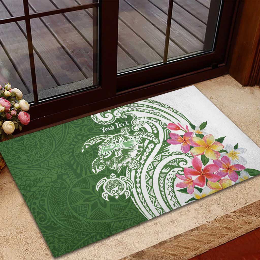 Aloha Molokai Island Personalized Rubber Doormat Sage Dreamy Turtle