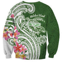 Aloha Molokai Island Personalized Sweatshirt Sage Dreamy Turtle
