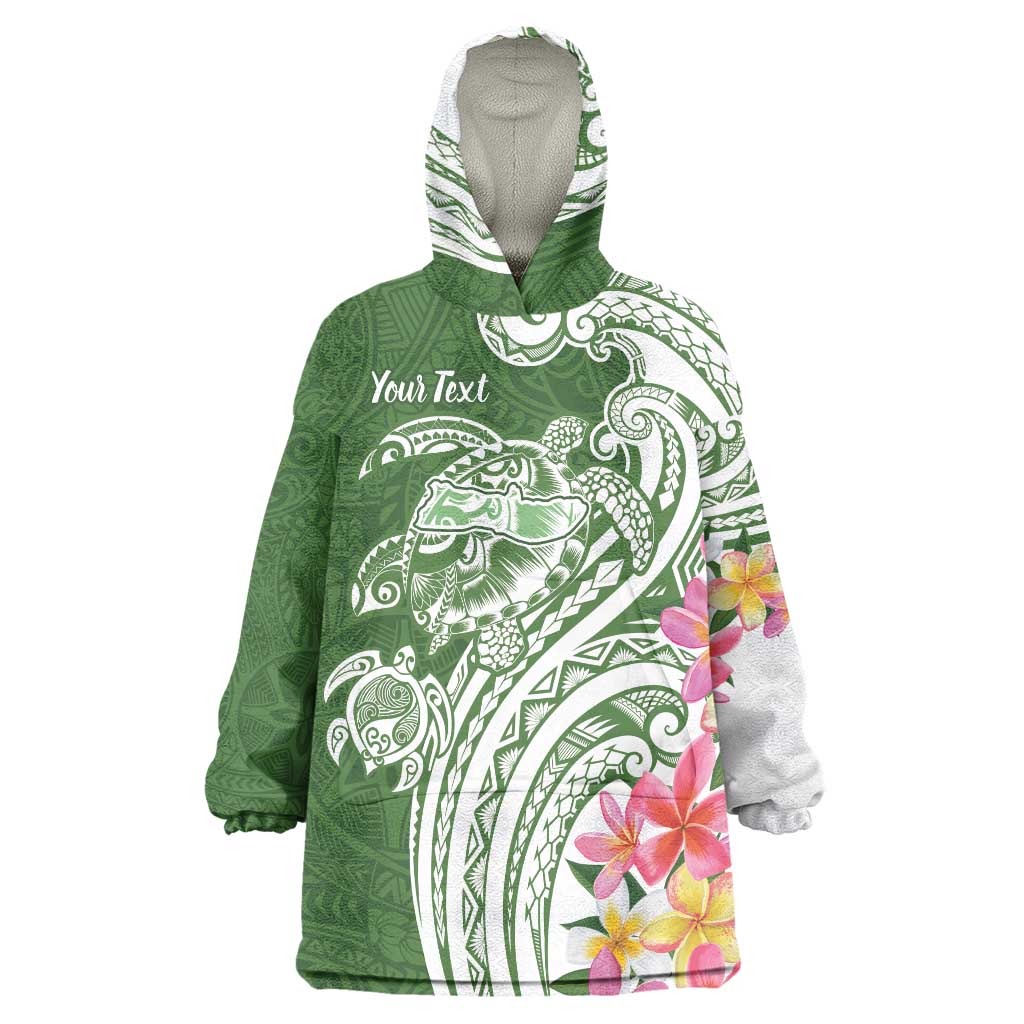 Aloha Molokai Island Personalized Wearable Blanket Hoodie Sage Dreamy Turtle