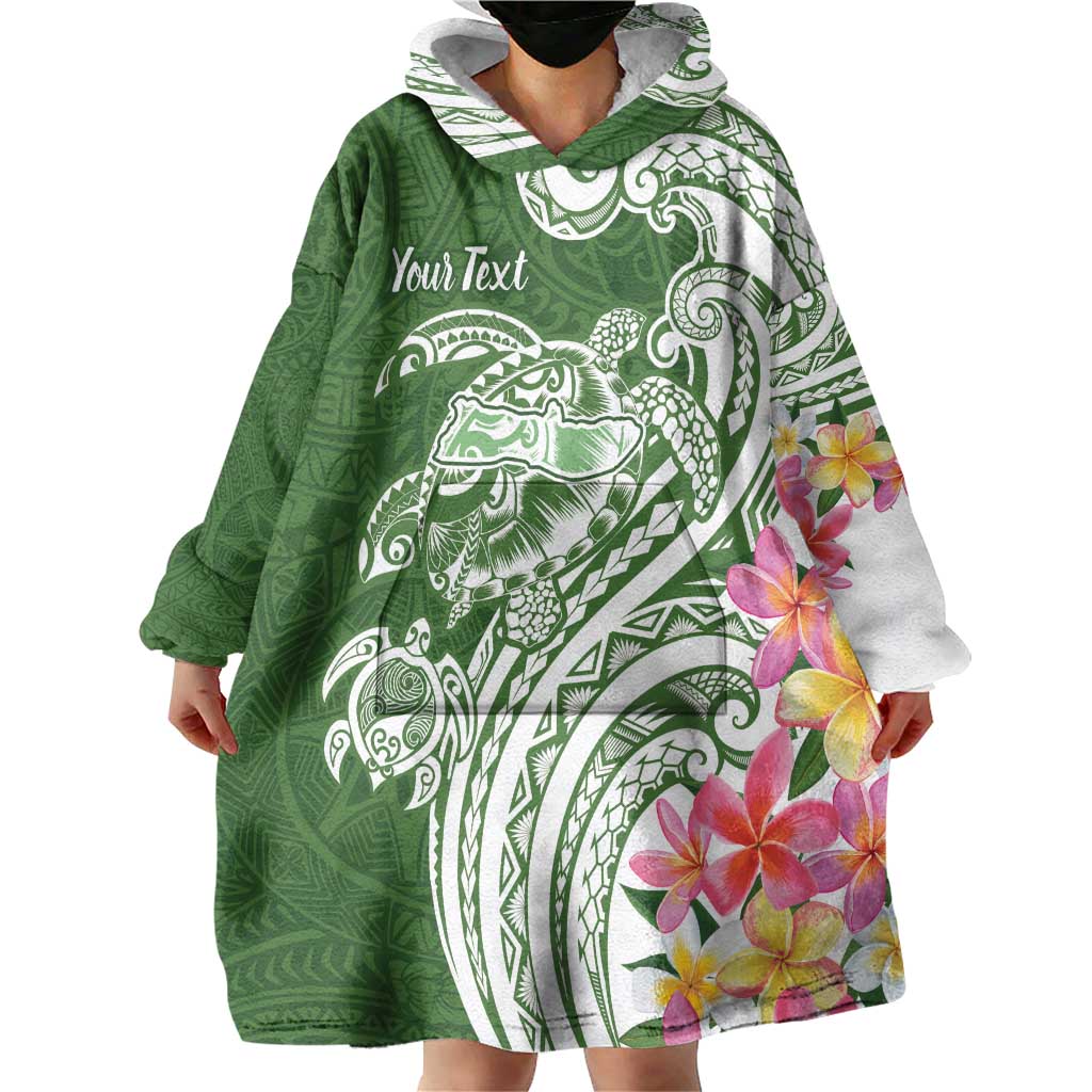 Aloha Molokai Island Personalized Wearable Blanket Hoodie Sage Dreamy Turtle