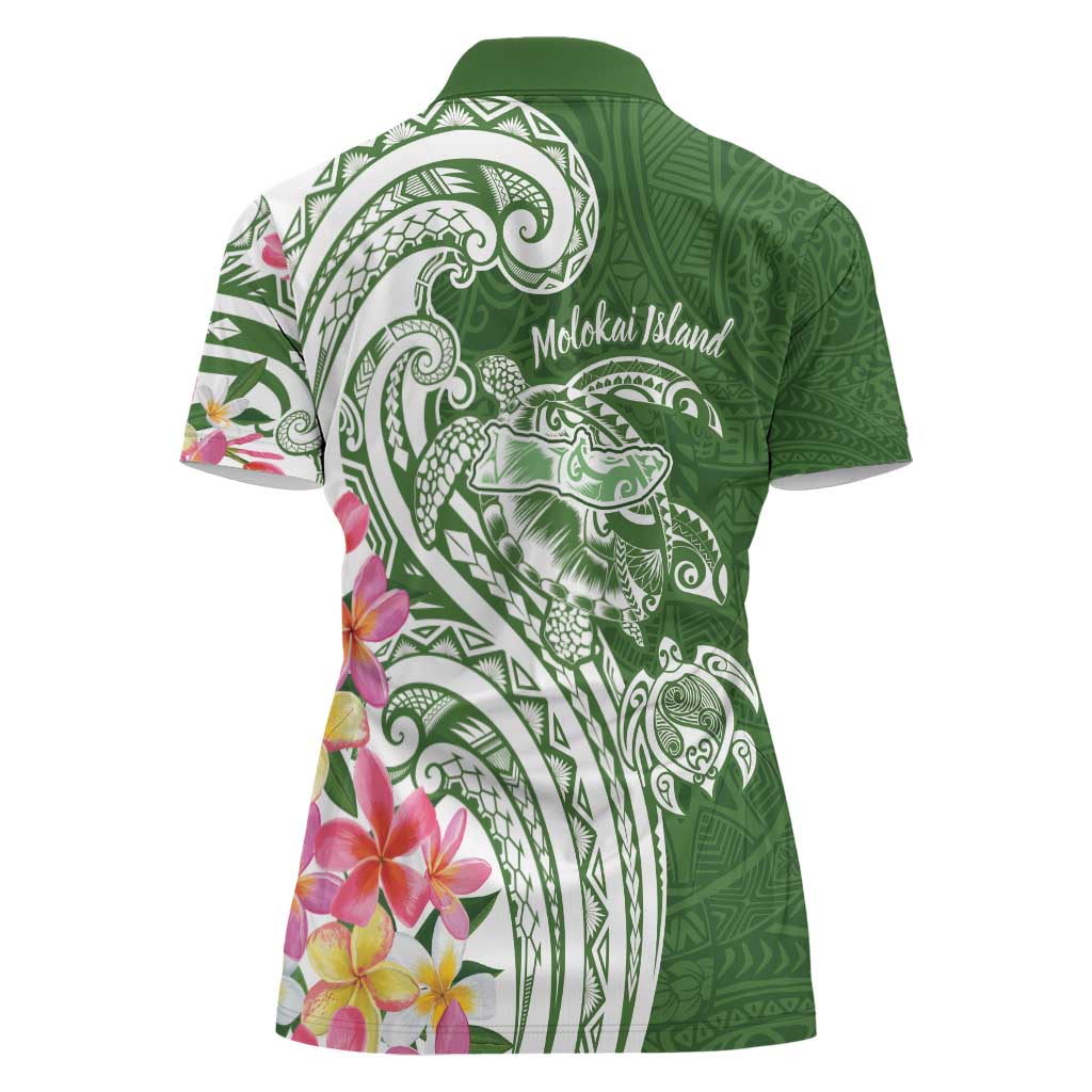 Aloha Molokai Island Personalized Women Polo Shirt Sage Dreamy Turtle